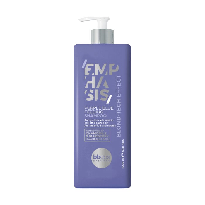 Живильний шампунь для волосся BBcos Emphasis Blond-Tech Purple Blue Feeding Shampoo з фіолетово-синім пігментом, 1 л