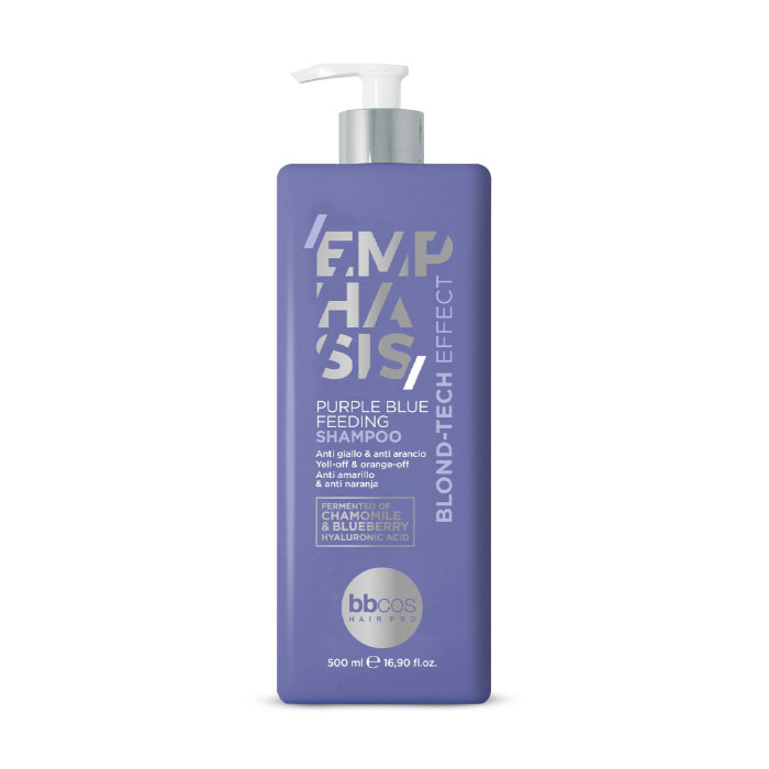 Живильний шампунь для волосся BBcos Emphasis Blond-Tech Purple Blue Feeding Shampoo з фіолетово-синім пігментом, 500 мл